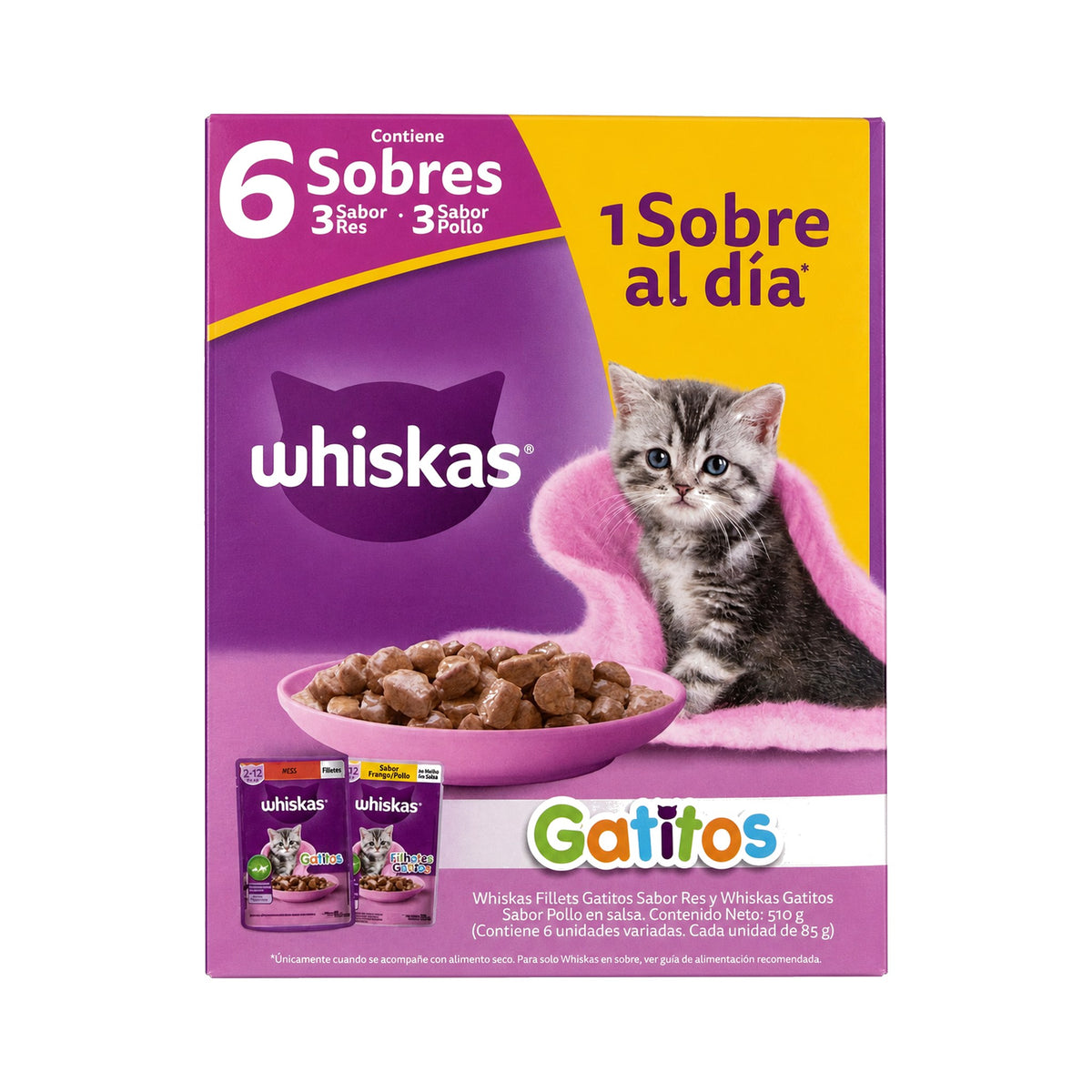 Alimento Húmedo Whiskas Gatitos Caja 6 Sobres